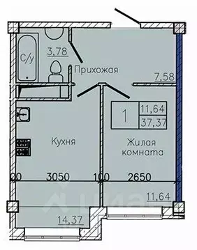 1-к кв. Ставропольский край, Пятигорск  (37.37 м)