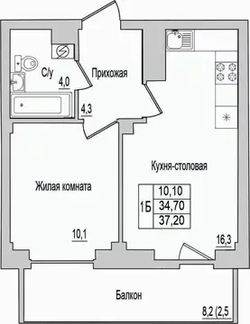 1-к кв. Псковская область, Псковский район, Завеличенская волость, д. ...