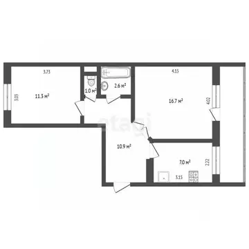 2-к кв. Вологодская область, Череповец ул. Гоголя, 32 (49.5 м)