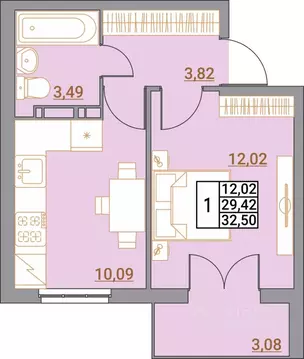 1-к кв. Волгоградская область, Волгоград Гагринская ул., 20 (32.5 м)