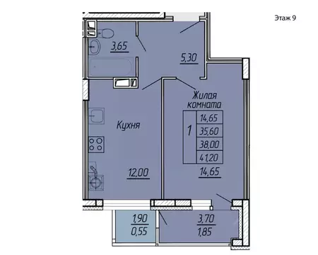 1-к кв. Ивановская область, Иваново ул. Жарова, 79 (41.2 м)