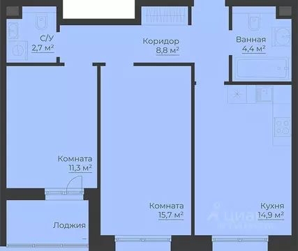 2-к кв. Ярославская область, Рыбинск Западный п/р, Малиновский Квартал ...