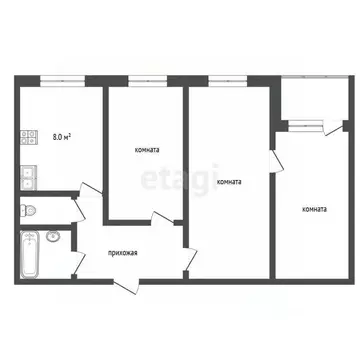 3-к кв. Ярославская область, Ярославль Северный жилрайон, 10-й мкр, ...