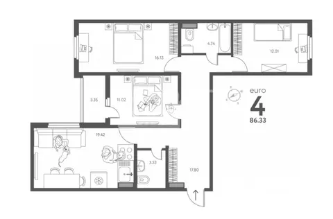 3-к кв. Липецкая область, Липецк ул. Перова, 2Д (86.33 м)