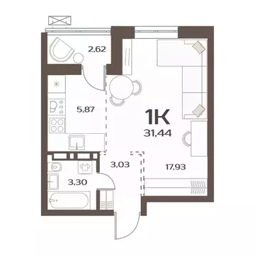 1-к кв. Приморский край, Владивосток ул. Слуцкого (30.2 м)