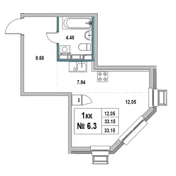 Студия Ленинградская область, Выборг ул. 2-я Южная, 4 (33.15 м)