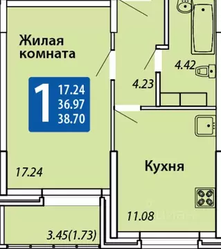 1-к кв. Чувашия, Чебоксары просп. Геннадия Айги, 23 (37.2 м)