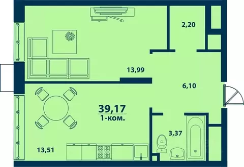 1-к кв. Башкортостан, Уфа ул. Ивана Спатара, 14 (39.17 м)