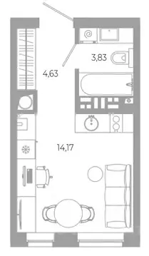 Студия Астраханская область, Астрахань Разум жилой комплекс (22.64 м)