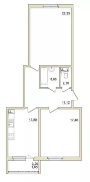 2-к кв. Санкт-Петербург, Санкт-Петербург, Зеленогорск ул. Строителей, ...