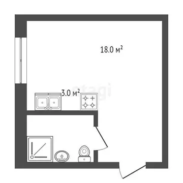 Квартира-студия: Супсех, улица Гагарина, 109А (28 м)
