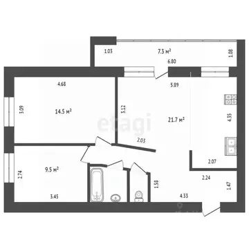 2-к кв. Тюменская область, Тюмень 6-й мкр, ул. Валерии Гнаровской, 7 ...