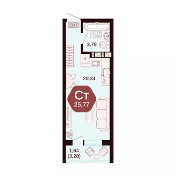 Квартира-студия: Ростовская область, Аксай (25.77 м)