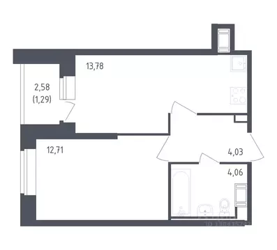 1-к кв. Санкт-Петербург Живи в Рыбацком жилой комплекс, 5 (35.87 м)