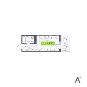 Квартира-студия: Кудрово, Солнечная улица, 4 (24.1 м)