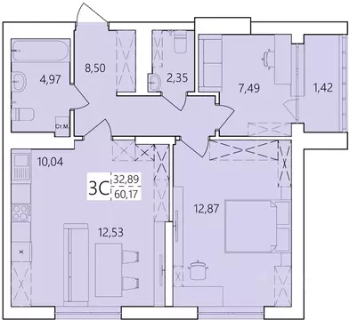 3-к кв. Башкортостан, Уфа Затон жилрайон, Волна жилой комплекс (60.17 ...