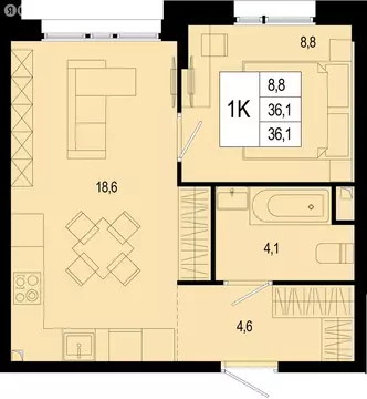 Квартира-студия: Московская область, городской округ Подольск, деревня ...