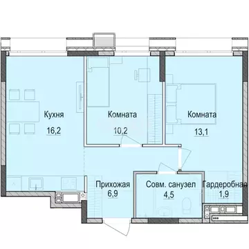 2-к кв. Татарстан, Казань Паркмаяк жилой комплекс (52.6 м)