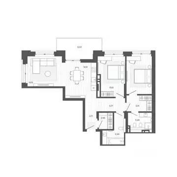 2-к кв. Алтайский край, Барнаул Жилплощадка мкр,  (91.53 м)