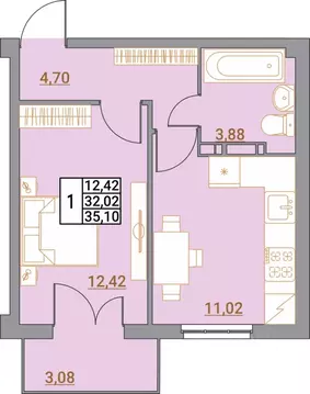 1-к кв. Волгоградская область, Волгоград Удмуртская ул., 75 (35.1 м)