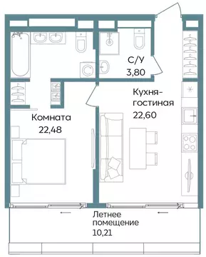 2-комнатная квартира: Республика Крым, Саки, курортный кластер Темпо ...