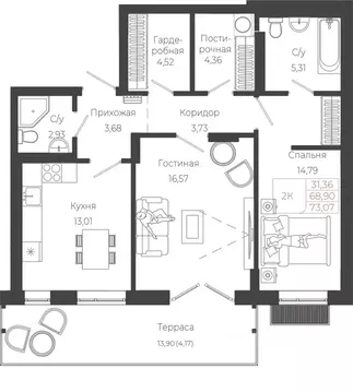 2-к кв. Алтай, Майминский район, с. Майма ул. Энергетиков (73.07 м)