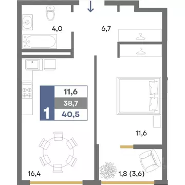 1-к кв. Крым, Симферопольский район, Мирновское с/пос, с. Белоглинка ...