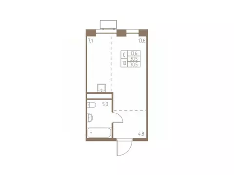 Студия Московская область, Пушкино Фабрикант жилой комплекс, 1 (30.5 ...