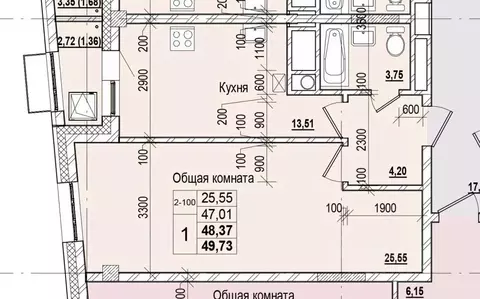 1-к кв. Саха (Якутия), Якутск ул. Чкалова, 47 (48.37 м)