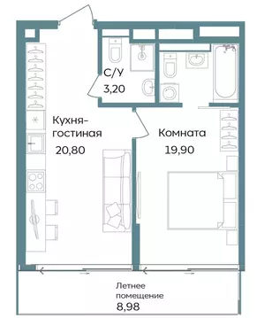2-комнатная квартира: Республика Крым, Саки, курортный кластер Темпо ...