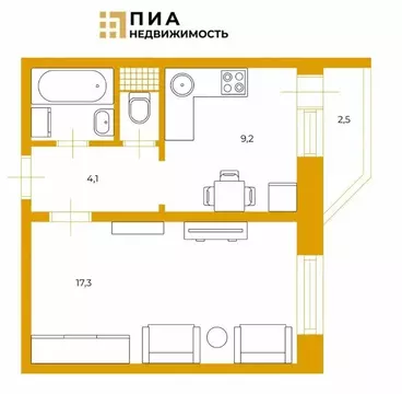 1-комнатная квартира: Санкт-Петербург, улица Антонова-Овсеенко, 5к1 ...