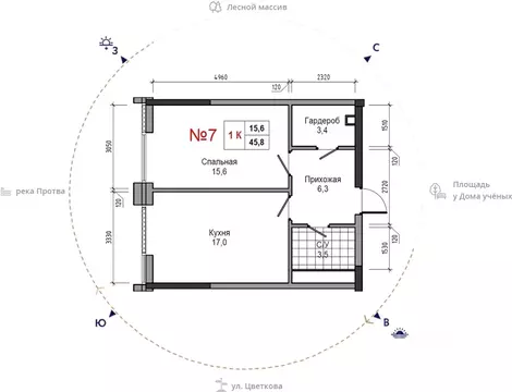 1-к кв. Калужская область, Обнинск ул. Усачева (45.8 м)