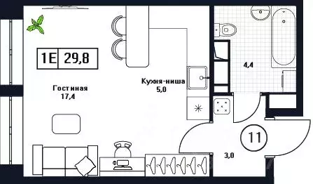 Студия Московская область, Пушкино Пушкино Град жилой комплекс, к3 ...