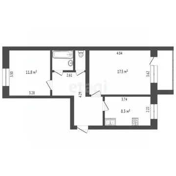 2-к кв. Вологодская область, Вологда ул. Маршала Конева, 20 (53.4 м)