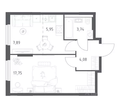 1-к кв. Башкортостан, Уфа ул. Минигали Губайдуллина, 8к9 (39.41 м)
