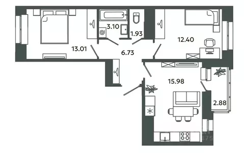 2-к кв. Ленинградская область, Ломоносовский район, Аннинское ...