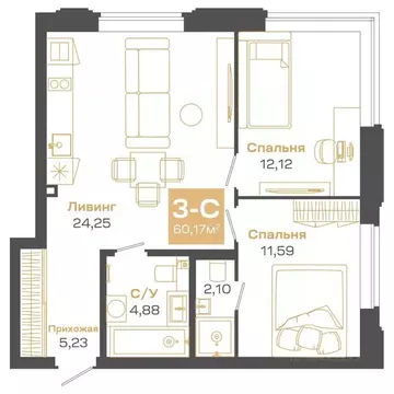 3-к кв. Новосибирская область, Новосибирск Академгородок мкр, ул. Мусы ...