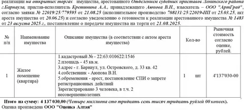 Свободной планировки кв. Алтайский край, Барнаул ул. Островского, 33 ...