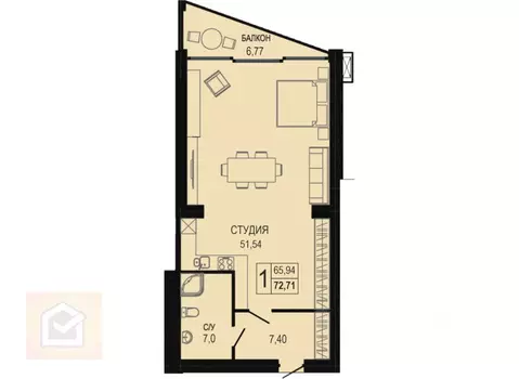 Свободной планировки кв. Севастополь просп. Античный, 12 (72.4 м)