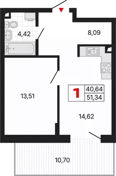 1-к кв. Свердловская область, Екатеринбург ул. Комсомольская, 72А ...
