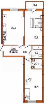 2-к кв. Ульяновская область, Ульяновск Киндяковка мкр, Заря жилой ...
