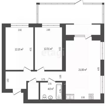 2-к кв. Тюменская область, Тюменский муниципальный округ, д. Дударева ...