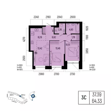 3-к кв. Башкортостан, Уфа Глумилино-1 мкр, Новатор жилой комплекс ...