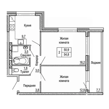 2-к кв. Приморский край, Владивосток На Черняховского жилой квартал,  ...