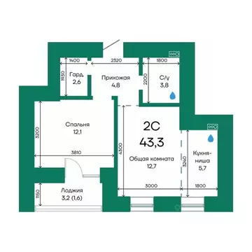 2-к кв. Алтайский край, Барнаул Просторная ул., 390к2 (43.3 м)