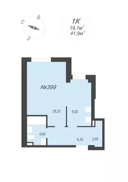 1-к кв. Свердловская область, Екатеринбург ул. Круговая, 18 (41.9 м)