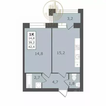 1-к кв. Ставропольский край, Ессентуки ул. Имени Рыбникова, 2/5 (42.4 ...