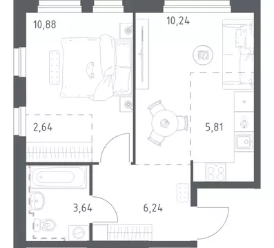 1-к кв. Башкортостан, Уфа ул. Рашита Манурова (39.45 м)