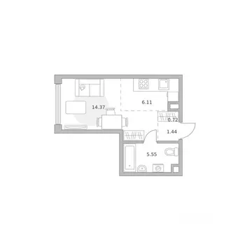 Студия Москва ул. Народного Ополчения (28.19 м)
