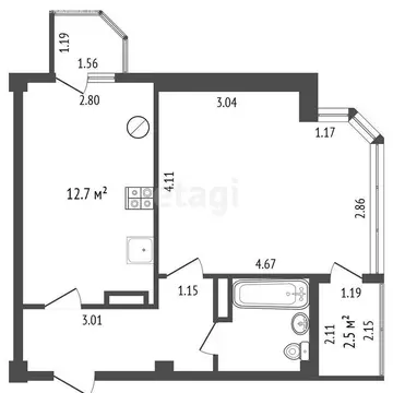 1-комнатная квартира: Севастополь, улица Горпищенко, 104Гк1 (46.6 м)